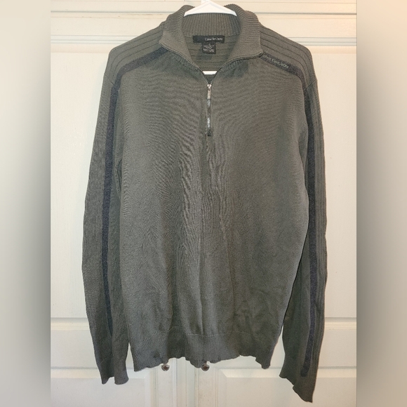 Calvin Klein Dark Green Half Zip Pull Over Sweater - Picture 1 of 5
